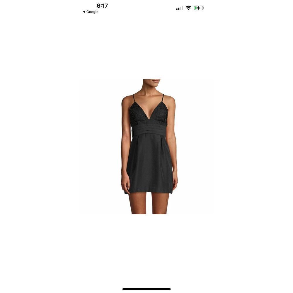 Free People We Go Together Black Beaded Mini Dress Size 4